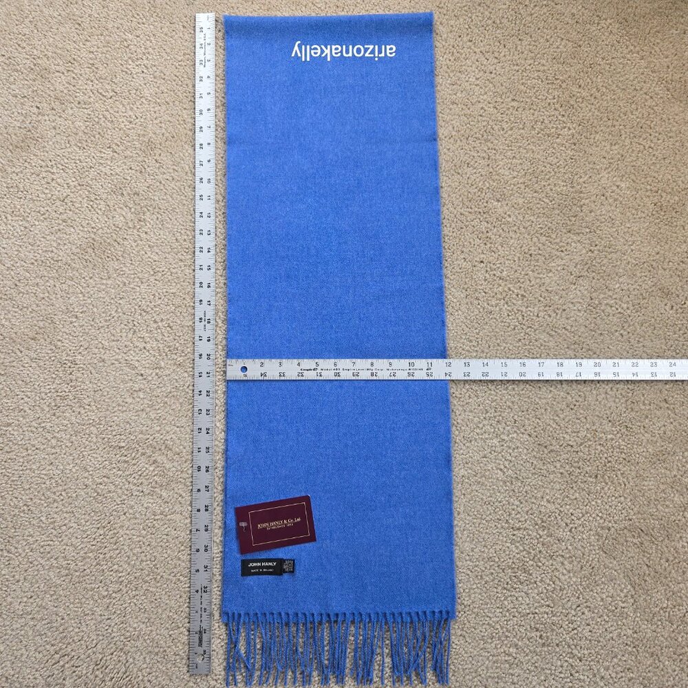 NWT John Hanly Extra Fine Merino Wool Scarf Blue - Picture 2 of 10
